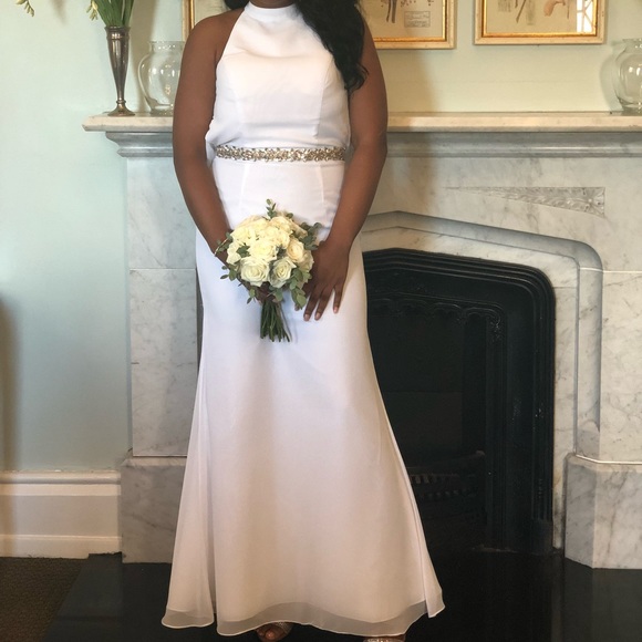 Dresses & Skirts - White mermaid dress with jewel belt sewn on.size 8